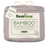 Bambaw Bamboo Pillow Cases 50x75 cm, 2 Pack, Summer Cooling Pillowcases for Night Sweats, 100% Bamboo Pillows Case with Envelope Closure, Antifungal Soft Pillow Covers Pack of 2 50x57 cm (Grey)