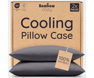 Bambaw Bamboo Pillowcase 50x75 cm, 2 Pack, Anti Frizz & Anti Acne Pillowcase, 100% Bamboo Cooling Pillow Cases with Envelope Closure, Anti Dust Mite & Cool Pillow Case 2 Pack, 50x75 cm (Charcoal)