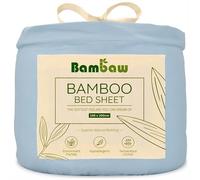 Bambaw Bamboo Super King Fitted Sheet 180x200 cm, Deep Pocket 35 cm, Anti Allergy Bedding, 100% Bamboo Bedding, All Seasons Cooling Sheets for Night Sweats, Super King Size Fitted Sheets (Light Blue)