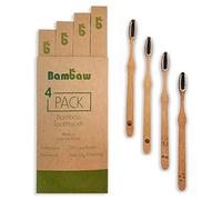 Bambaw Bamboo Toothbrush | Medium Charcoal Infused Bristles | Eco Friendly | 4 Pack