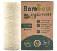 Bambaw Dental Floss | Mint Green Floss | Candelilla Wax | Zero Waste Dental Floss | Refillable Box (Vegan Floss - 2 Refills)