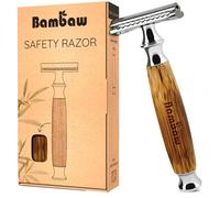 Bambaw Double Edge Razor Men & Women, Reusable Metal Razor Women, Easy & Safe to Use, Close & Smooth Shave with Balanced Weight for Full Control, No Blade Included (Thick Bamboo Silver)