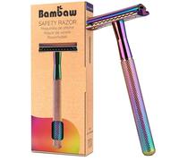 Bambaw Double Edge Safety Razor Men, Metal Single Blade Razor for Men, Manual Shave with Balanced Weight for Full Control, Plastic Fee and Reusable, No Blade Included (Rainbow)