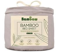 Bambaw - Fitted Sheet 200x200 cm, 100% Bamboo Sheets, Grey Fitted Sheet, Soft, Breathable and Hypoallergenic Light Grey Bedding