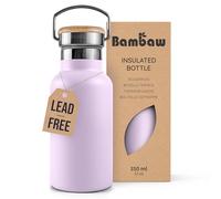 Bambaw High-Grade Stainless Steel Water Bottle 350ml, Insulated Metal Water Bottle 350ml, Keeps Drinks Hot 12h & Cold 24h, Reusable, Leak-Proof & Sturdy (Lavender Haze)