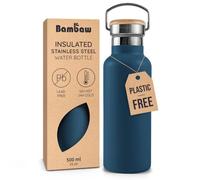 Bambaw Insulated Stainless Steel Bottle 500ml, Wide Mouth Water Bottle