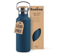 Bambaw Insulated Stainless Steel Bottle 500ml, Wide Mouth Water Bottle 500ml, for Hot & Cold Drinks, Rust Resistant & Sleek, Reusable & Easy to Clean (Aegean Blue)