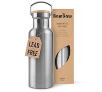 Bambaw Insulated Stainless Steel Water Bottle 750ml, Metal Water Bottles 750ml for Hot & Cold Drinks, Durable, Wide Mouth & Easy to Clean, Ideal for Daily Use (Natural Steel)