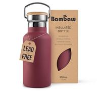Bambaw Insulated Water Bottle 350ml with Handle, 350ml Stainless Steel Water Bottle, Rust-Resistant & Sleek, Fits Cup Holder & Easy to Carry, Perfect for School, Gym or Sport (Red Berry)
