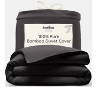 Bambaw King Size Bamboo Duvet Cover, 240x220 cm, Anti Allergy Bedding, Bamboo Sheets King Size, Mite-Resistant Cooling Sheet, Skin-Friendly Cold Sheets for Sleeping, Soft Summer Duvet Cover (Black)