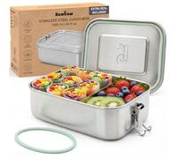 Bambaw Metal Lunch Box 1200 ml, Adjustable Compartments, Leak Proof Lunch Box for Adults, Eco Food Containers, Stainless Steel Sandwich Container