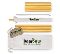 Reusable Bamboo Drinking Straws | Reusable Straw | Strong & Durable | Cocktail Straws | Biodegradable Straws | Eco Friendly Straws | BPA Free |Dishwasher Safe |12 Straws | Straw Bag | Bambaw
