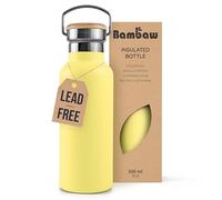 Bambaw Reusable Water Bottle Metal 500ml, for Hot & Cold Drinks, 500ml Insulated Water Bottle Metal, Double-Walled & Stainless-Steel, Leak-Proof, Lightweight & Easy to Carry (Yellow Beam)