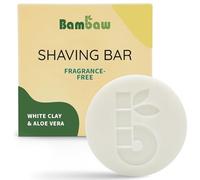 Bambaw | Shaving Bar | 80g | Organic White Clay & Aloe Vera Shaving Soap Bar | Shaving Soap Sensitive Skin | Eco Soap Bar | Vegan Soap Bar | Fragrance-Free Shaving Soap