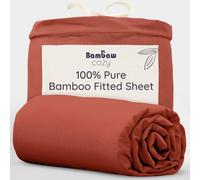 Bambaw Single Bed Fitted Sheet Bamboo, 90x190 cm, Deep Pocket 35cm, Hotel Luxury Bedding, 100% Bamboo Fibre, Anti Mites Super Soft Bedding, Anti Allergy Fitted Sheet Single Bed 90x190 cm (Terracotta)