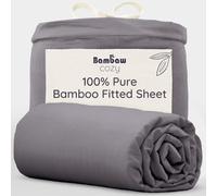 Bambaw Single Bed Fitted Sheet Bamboo, 90x190 cm, Deep Pocket 35cm, Hotel Luxury Bedding, 100% Bamboo Fibre, Anti Mites Super Soft Bedding, Anti Allergy Fitted Sheet Single Bed 90x190 cm (Dark Grey)