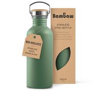 Bambaw Stainless Steel 1L Non-Insulated Water Bottle - Sage Green, BPA Free, Leakproof, Reusable