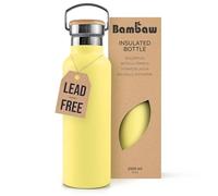 Bambaw Stainless Steel Insulated Water Bottle 1l, Metal Water Bottle 1l Stainless Steel, Double-Walled, Reusable & Leak-Proof, Wide Mouth, Easy to Clean & Great for Travel (Yellow Beam)