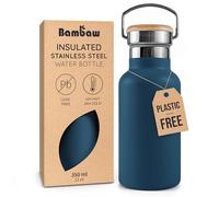 Bambaw Stainless Steel Insulated Water Bottle 350ml, Metal 350ml Water Bottle, Double-Walled, Reusable & Leak-Proof, Lightweight & Fits Cup Holder, Great for Travel (Aegean Blue)