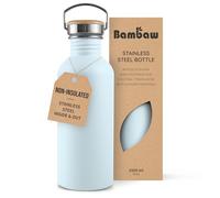 Bambaw Stainless Steel Water Bottle - 1L, Light Blue, Non-Insulated, Leakproof & Reusable - Ice Blue