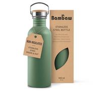 Bambaw Stainless Steel Water Bottle 500ml - Non-Insulated, Leakproof, BPA Free, Metal Bottle - Sage Green