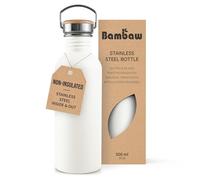 Bambaw Stainless Steel Water & Bottle 500ml, White, Non-Insulated, Metal, BPA Free, Wide Mouth