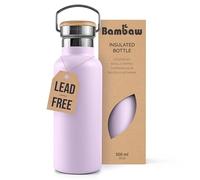 Bambaw Thermal Water Bottle, 500 ml, Purple, Stainless Steel Drinking Bottle, Thermos Flask, Stainless Steel, Insulated Drinking Bottle Bicycle - Lilac Purple
