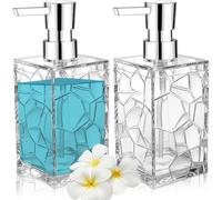 Bambeav 2 Pack Clear Rust Proof Soap Dispenser, Acrylic Plastic Hand Soap Dispense, Refillable Lotion Dispenser Set for Bathroom Decor Kitchen College Dorm, 320ml