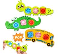 Bambebe 3PC Fidget Popper Sensory Toys, Pop It Toys for Toddlers Autism, Montessori Baby Toys for Airplane Travel Car, for 12+ Months 1 2 3 Year Old Boys & Girls