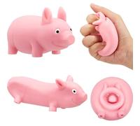 Bambebe 3PC Pig Squishy Toys Age 3+, Piggy Sensory Stress Toy for Girl Boy, Party Bag Fillers, Pink Pig Toy Figure Stress Ball for Kids, Squeeze Toy Anti-Anxiety Stress Relief Funny Animals Toy