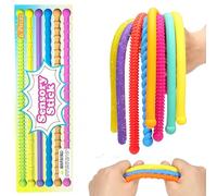 Bambebe 6 Pack Fidget Toys Sensory Stick: Textured Calming Sensory Toys for Autism Kids, Anxiety Relief Fidgets for Classroom Student, Travel Activities Essential Fidget Toy, Road Trip Essentials
