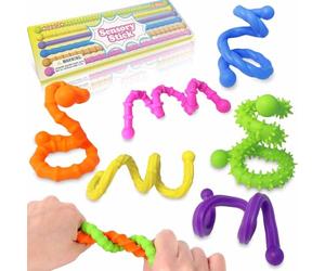 Bambebe 6 Pack Fidget Toys Sensory Stick: Textured Calming Sensory Toys for Autism Kids, Anxiety Relief Fidgets for Classroom Student, Travel Activities Essential Fidget Toy, Road Trip Essentials