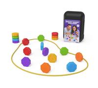 Bambebe Magnetic Chess Game with Rope | 18 Piece Standing Chess Set with Textured Stones | Portable Board for Travel, Camping, Family & Party Strategy Games for 6+ Kids & Adults