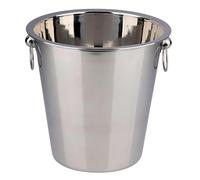 Bambelaa! Champagne Cooler Stainless Steel Large Shiny with Ring Handles Bucket Wine Cooler Champagne Cooler Bottle Cooler Silver (Diameter Approx. 22 cm)