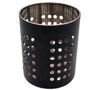Bambelaa Cutlery Drainer Basket Sink Black Stainless Steel Round Metal Dish Holder Kitchen Utensil Holder Approx. 10.5 x 13.5 cm