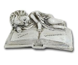 Bambelaa! Graveside decoration angel on book made of stone resin