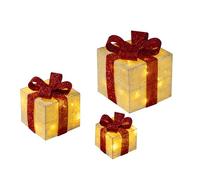 Bambelaa! Led Decoration Light Gift Boxes - Set of 3 incl. Timer Function - Christmas Decoration Christmas Decoration Lighting (Yellow)