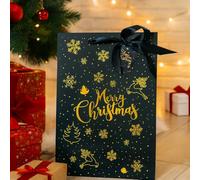 Bambelaa! Pack of 12 Christmas Gift Bags, Large Paper Bags, Gift Bag, Merry Christmas Bag, Gift Wrapping Gift Bags, 157 g Paper, Black & Gold Matt (Approx. 25 x 8.5 x 34.5 cm)