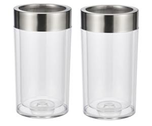 Bambelaa Set of 2 wine coolers, champagne coolers, bottle coolers, drinks coolers, made of plastic, double-walled with stainless steel ring, approx. 12 x 19.5 cm