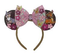 Bambi and Thumper Disney Classic Sequin Minnie Mouse Inspired Alice Headband Big 5" Sequin Top Bow Brown Ears Handmade