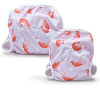 Bambi & Boo 2 Reusable Baby Swim Nappies, Adjustable Swimming Nappy for Toddlers and Babies, Newborn to 40 Months, 3-19 kg, Waterproof Lined with Soft
