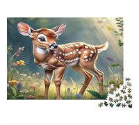 Bambi Deer Jigsaw Puzzles Wildflower Field 1000Pc Recycled Paper for Adults Puzzle Fun Activity Home Exercising Hands-on Skills Great Gift Idea 38x26cm/1000pcs