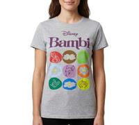 Bambi Disney Motif Women's T-Shirt Grey