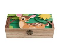 Bambi Printed Wooden Keepsake Box with Hinged Lid Handmade Memory Box for Wedding Keepsakes Crafts Jewelry Photos Elegant Decorative Storage Boxes Ideal Bridal Shower Gift