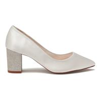 Bambi | Rainbow Club Ladies Ivory Satin & Silver Shimmer Wedding Court Shoes