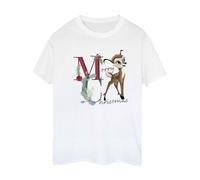 Bambi Women's Merry Christmas Boyfriend T-Shirt in White | Size: Large Bambi White L