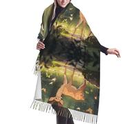 Bambi Women's super soft classic scarf, long tassel shawl for women, fashionable neck scarf for all seasons, long soft scarf, Black, One Size, Black, One Size