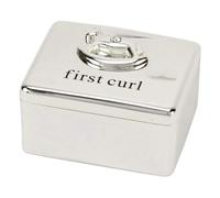 Bambino Baby Christening Gifts. Silverplated First Curl Keepsake Box with Rocking Horse Decoration
