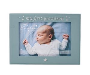 Bambino by Juliana Blue Rectangular Horizontal Picture Photo Frame 6" x 4" | My First Grandson'. Gift and Display Frame Celebrating New Born Babies, Christening & Baby Shower