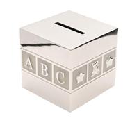 Bambino By Juliana - Silver Plated Cube 123 Money Box Memories Keepsake. Gifting to Celebrate Newborn Children, Family & Love.